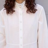 BLOSSOM DRESS, HANDWOVEN COTTON SILK PEACH/WHITE