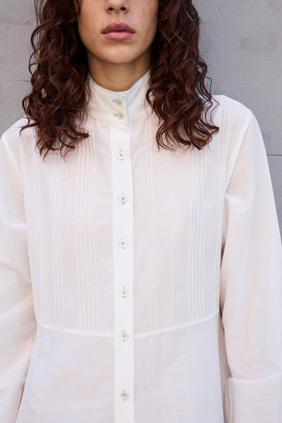 BLOSSOM DRESS, HANDWOVEN COTTON SILK PEACH/WHITE