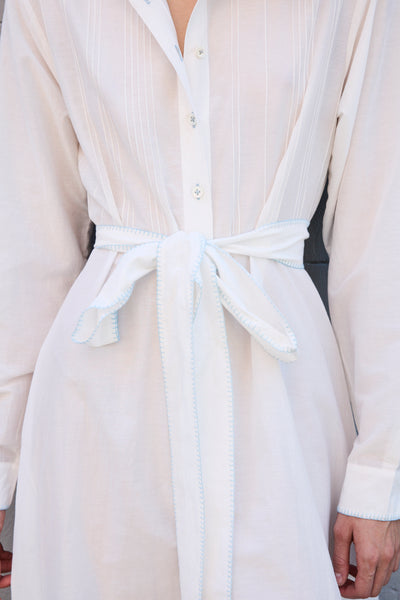 BLOSSOM DRESS, HANDWOVEN COTTON SILK PEACH/WHITE