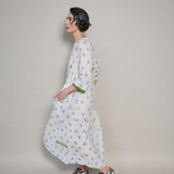 AMBER MAXI DRESS, IVORY FLORAL BLOCKPRINT COTTON