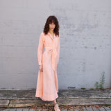 BLOSSOM DRESS, HANDWOVEN COTTON SILK PEACH/WHITE