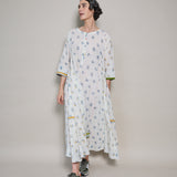 AMBER MAXI DRESS, IVORY FLORAL BLOCKPRINT COTTON