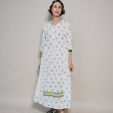 AMBER MAXI DRESS, IVORY FLORAL BLOCKPRINT COTTON