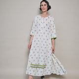 AMBER MAXI DRESS, IVORY FLORAL BLOCKPRINT COTTON