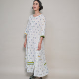 AMBER MAXI DRESS, IVORY FLORAL BLOCKPRINT COTTON