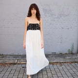 IRIS SLIP DRESS, COTTON SILK PEACH/WHITE