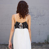 IRIS SLIP DRESS, COTTON SILK PEACH/WHITE