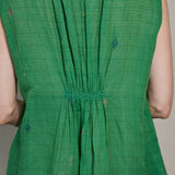 KIRA DRESS, GREEN COTTON JAMDANI