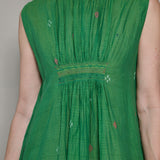 KIRA DRESS, GREEN COTTON JAMDANI