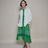 KIRA DRESS, GREEN COTTON JAMDANI