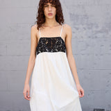 IRIS SLIP DRESS, COTTON SILK PEACH/WHITE