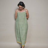 MARLY SLIP, GREEN STRIPE COTTON