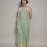 MARLY SLIP, GREEN STRIPE COTTON