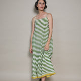 MARLY SLIP, GREEN STRIPE COTTON