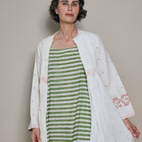 MARLY SLIP, GREEN STRIPE COTTON