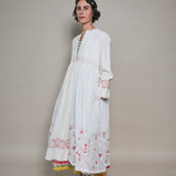 DUNE COAT DRESS, WHITE // RED JAMDANI