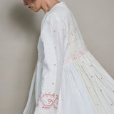 DUNE COAT DRESS, WHITE // RED JAMDANI