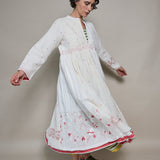DUNE COAT DRESS, WHITE // RED JAMDANI