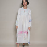 GAURI DRESS, IVORY / NEON JAMDANI
