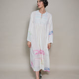 GAURI DRESS, IVORY / NEON JAMDANI