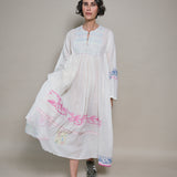 GAURI DRESS, IVORY / NEON JAMDANI