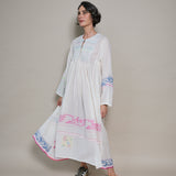 GAURI DRESS, IVORY / NEON JAMDANI
