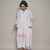 GAURI DRESS, IVORY / NEON JAMDANI