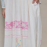 GAURI DRESS, IVORY / NEON JAMDANI