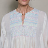 GAURI DRESS, IVORY / NEON JAMDANI