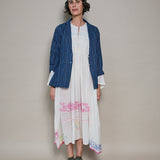 GAURI DRESS, IVORY / NEON JAMDANI