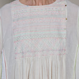 KIRAN DRESS, IVORY / NEON JAMDANI