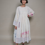 KIRAN DRESS, IVORY / NEON JAMDANI