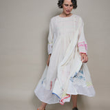 KIRAN DRESS, IVORY / NEON JAMDANI