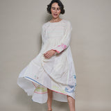 KIRAN DRESS, IVORY / NEON JAMDANI