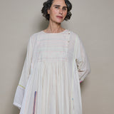 KIRAN DRESS, IVORY / NEON JAMDANI