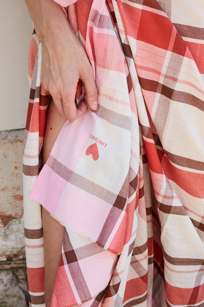 CANNA MADRAS CHECK SARONG, PINK COTTON