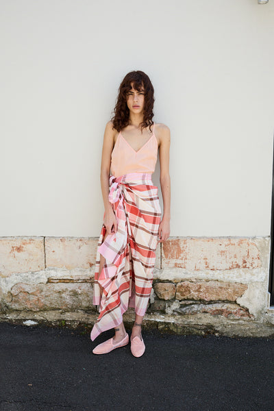 CANNA MADRAS CHECK SARONG, PINK COTTON