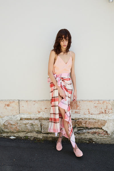 CANNA MADRAS CHECK SARONG, PINK COTTON