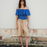 OLIVIA BLOUSE, BLUE HANDLOOM COTTON