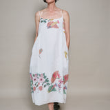 BOTANIC SILK DRESS, IVORY FLORAL BLOCKPRINT