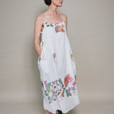 BOTANIC SILK DRESS, IVORY FLORAL BLOCKPRINT