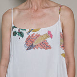 BOTANIC SILK DRESS, IVORY FLORAL BLOCKPRINT