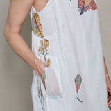 BOTANIC SILK DRESS, IVORY FLORAL BLOCKPRINT