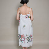 BOTANIC SILK DRESS, IVORY FLORAL BLOCKPRINT
