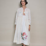 BOTANIC SILK DRESS, IVORY FLORAL BLOCKPRINT