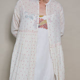 BOTANIC SILK DRESS, IVORY FLORAL BLOCKPRINT
