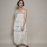 CANNA SLIP DRESS, IVORY// BLUE CLAMP DYE
