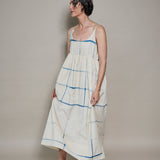 CANNA SLIP DRESS, IVORY// BLUE CLAMP DYE
