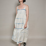 CANNA SLIP DRESS, IVORY// BLUE CLAMP DYE