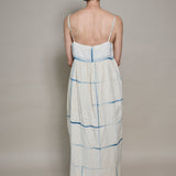 CANNA SLIP DRESS, IVORY// BLUE CLAMP DYE